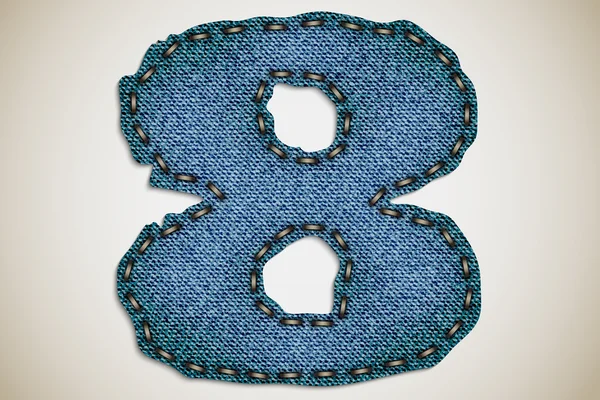 Jeans figure 8, figure et lettre de la texture du jean — Image vectorielle