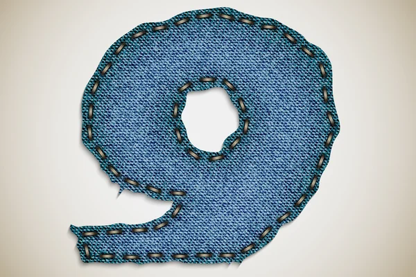 Jeans figure 9, figure et lettre de la texture du jean — Image vectorielle