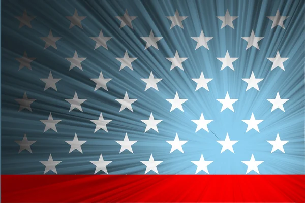 Bandera americana con los rayos — Vector de stock