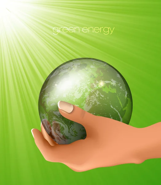 Globe in de hand. concept van ecologie — Stockvector