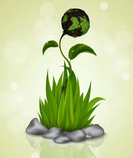 Green grass sprouting from the Earth. concept of ecology — Stock Vector