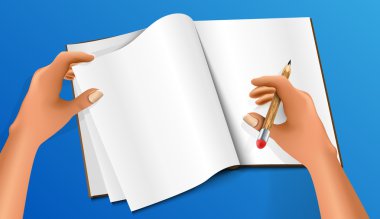 el yazısı ile bir kalem ve not defteri