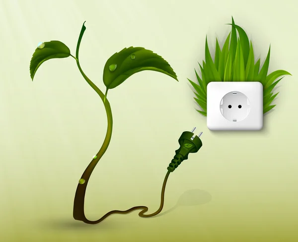 Blomma med stickpropp och uttag. begreppet ren energi — Stock vektor