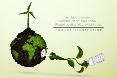 yaprakları ve gezegen ile yeşil tak. temiz enerji kavramı