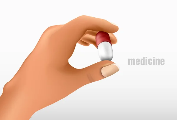 Hand holding medicine — Stock Vector