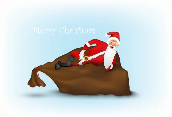 Santa Claus en la bolsa con regalos — Vector de stock