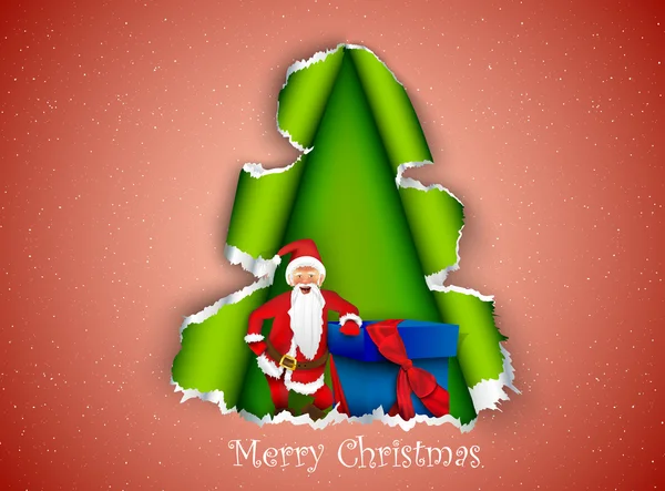 Babbo Natale con champagne in un albero di Natale — Vettoriale Stock