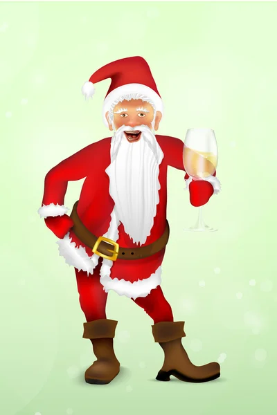 Santa Claus with champagne — Stock Vector