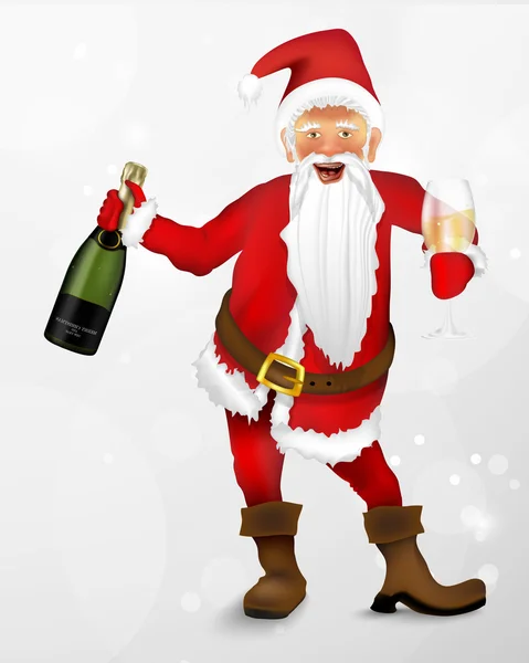 Santa Claus with champagne — Stock Vector