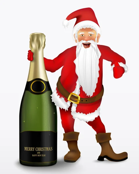 Santa Claus with champagne — Stock Vector