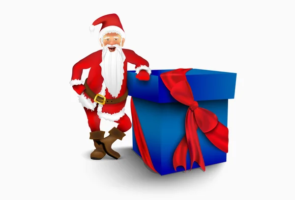 Santa Claus with Christmas present — Stock Vector