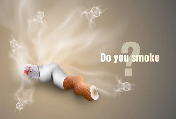 Het concept van anti-smoking.cigarette konten en rook — Stockvector