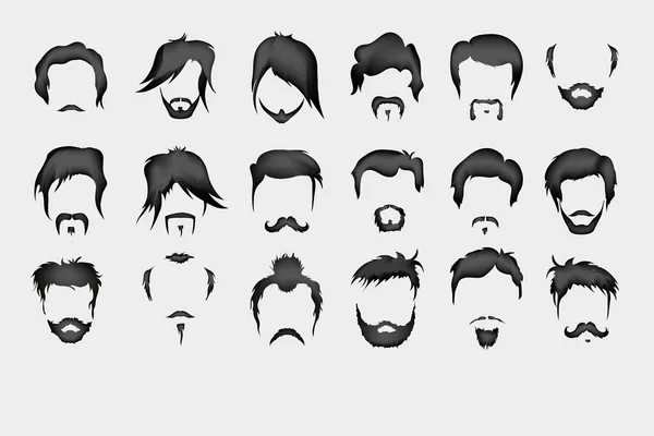 Vector set. hair, mustache, beard — Stock Vector