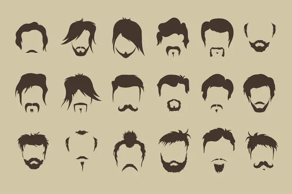 Vector set. hair, mustache, beard — Stock Vector