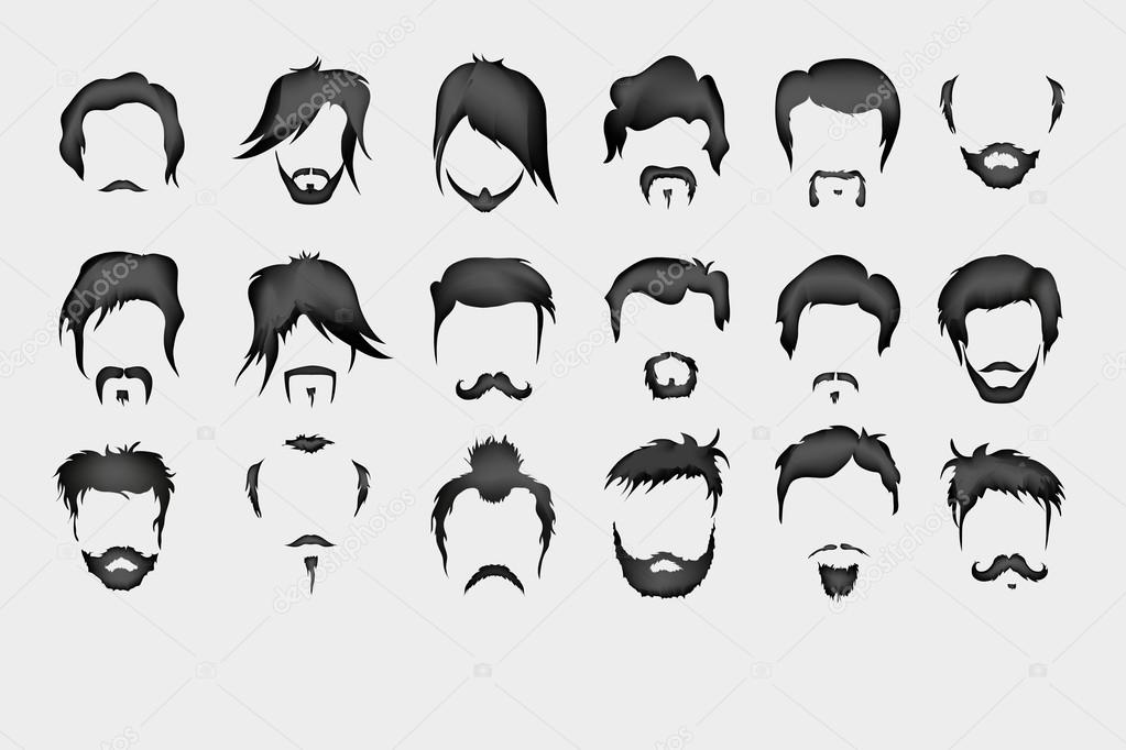 Vector set. hair, mustache, beard