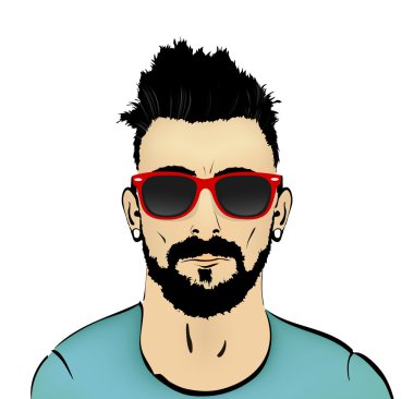 saç sakal ve bıyıkla hipster büstü