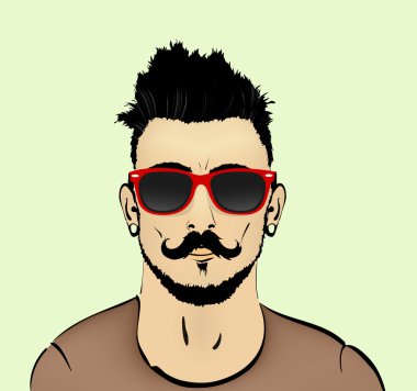 saç sakal ve bıyıkla hipster büstü
