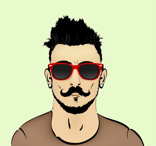Barba y bigote con un busto del hipster — Vector de stock