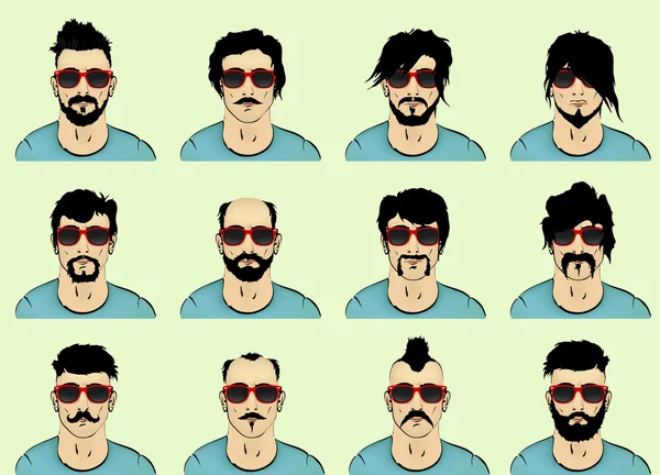 Ensemble vectoriel. cheveux, moustache, barbe — Image vectorielle