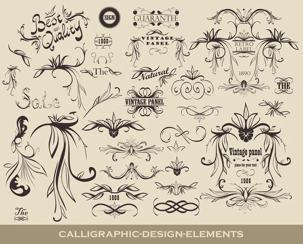 Vintage elementos de design vetorial caligráfico — Vetor de Stock