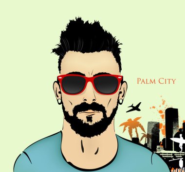 saç sakal ve bıyıkla hipster büstü