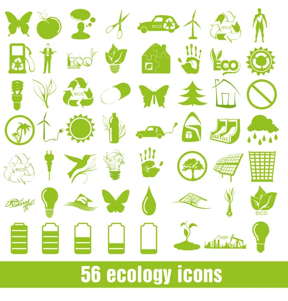 56 Iconos de ecología y reciclaje — Vector de stock