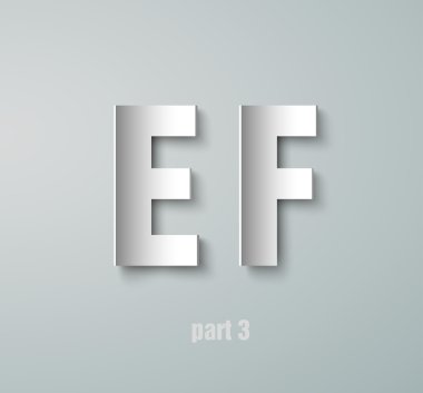 Kağıt grafik alfabe e, vektör f