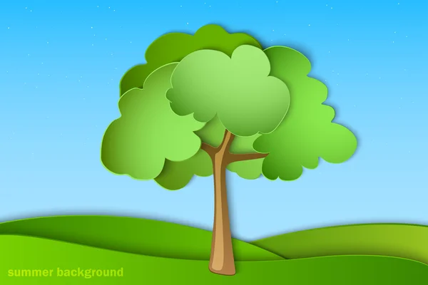 Groene boom met zomer achtergrondnota — Stockvector