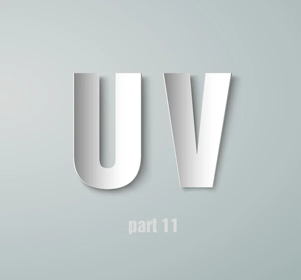 Alfabeto gráfico de papel vectorial U, V — Archivo Imágenes Vectoriales