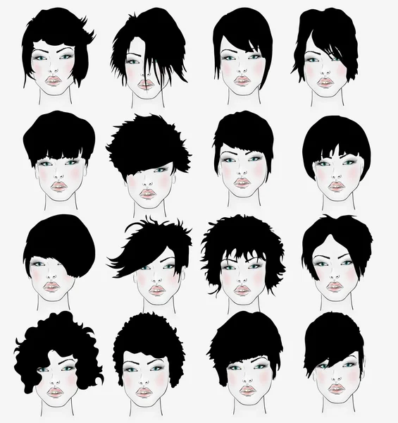 Set of women's hairstyles — Stock Vector