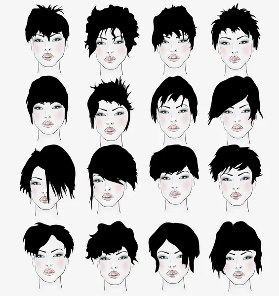 Set of women's hairstyles — Stock Vector