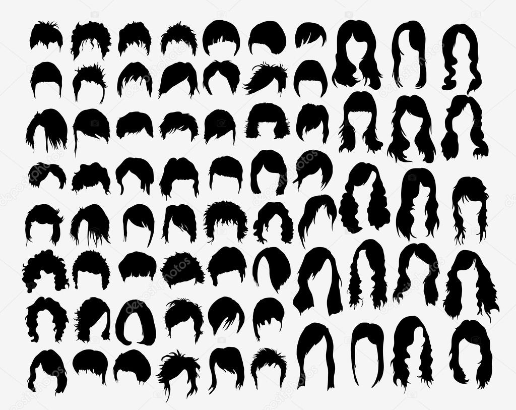 Set of women's hairstyles