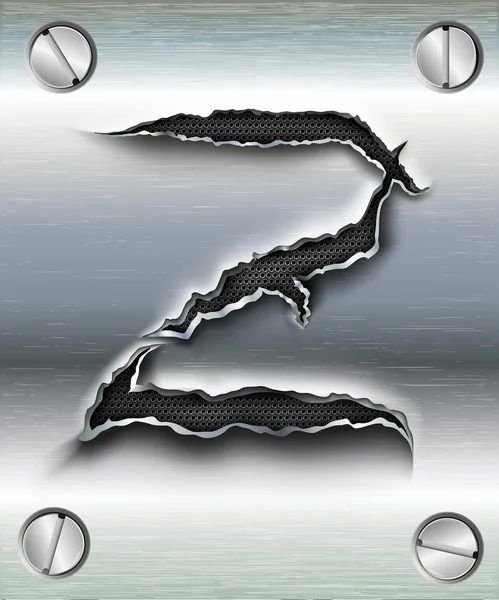 Lettre Z découpée en métal — Image vectorielle