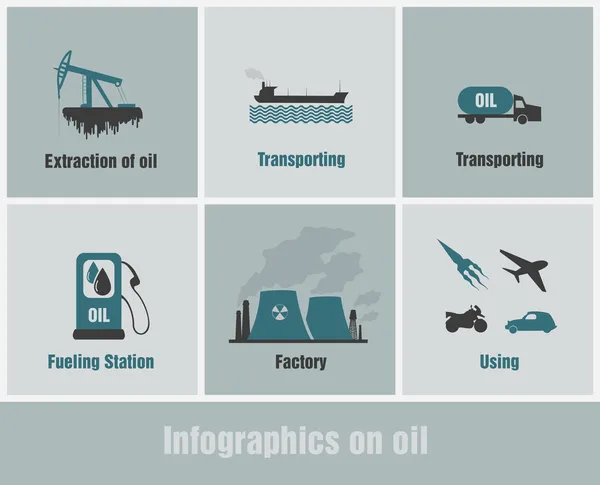 Conjunto de infografías sobre aceite — Vector de stock