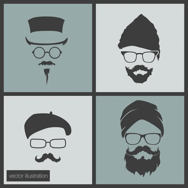 Icons hairstyles beard and mustache — Stock Vector