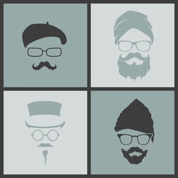 Iconos peinados barba y bigote hipster — Archivo Imágenes Vectoriales