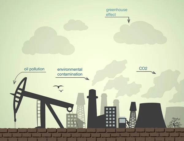 Contaminación y fábricas — Vector de stock