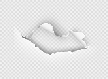 Saydam arkaplanda yırtık bir kağıt parçası yırtılmış