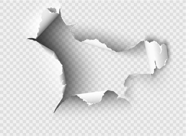 Saydam arkaplanda yırtık bir kağıt parçası yırtılmış
