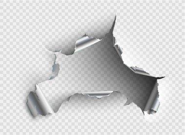 ragged Hole torn in ripped metal on transparent background clipart