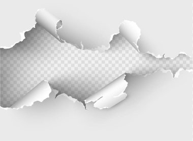 Saydam arkaplanda yırtık bir kağıt parçası yırtılmış