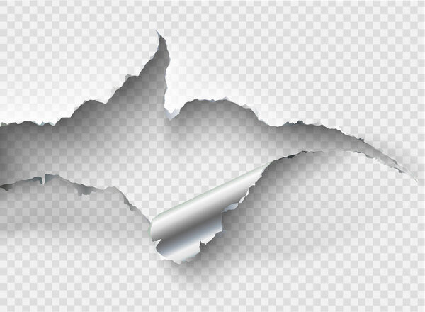 рваная в рваном металле дыра на прозрачном фоне
