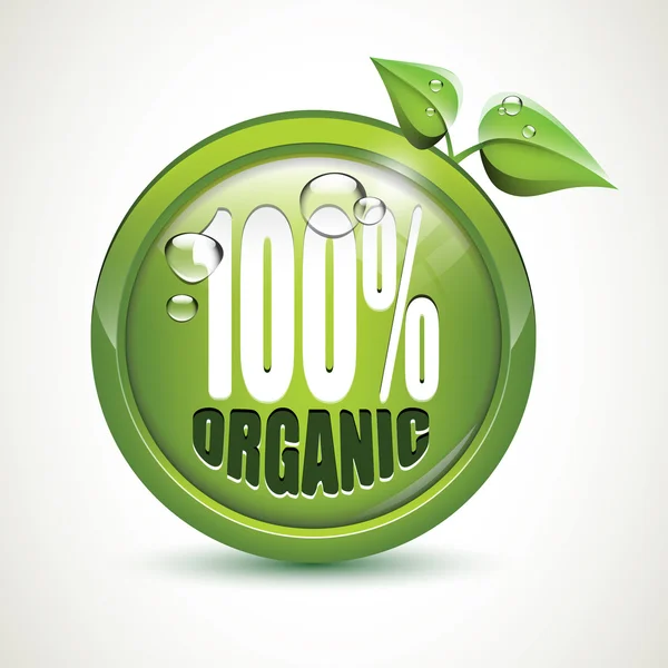 100 percent Organic - glossy icon — Stock Vector