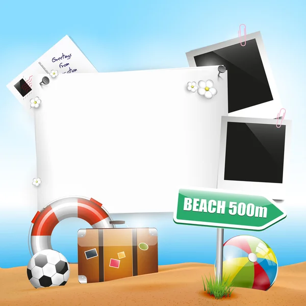 Vacaciones de verano - fondo con papel vacío — Vector de stock