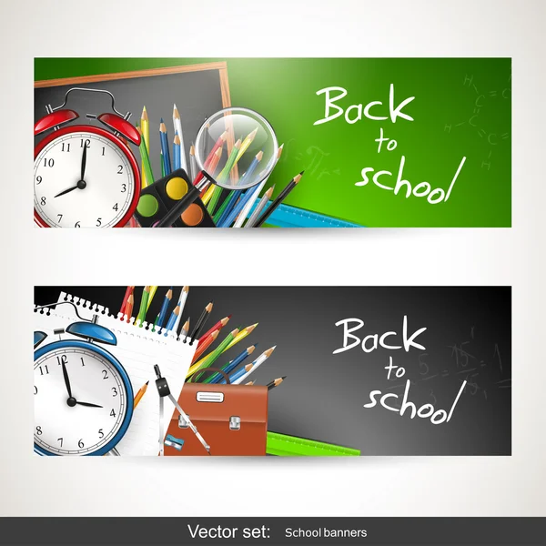 Terug naar school - instellen van vector banners — Stockvector