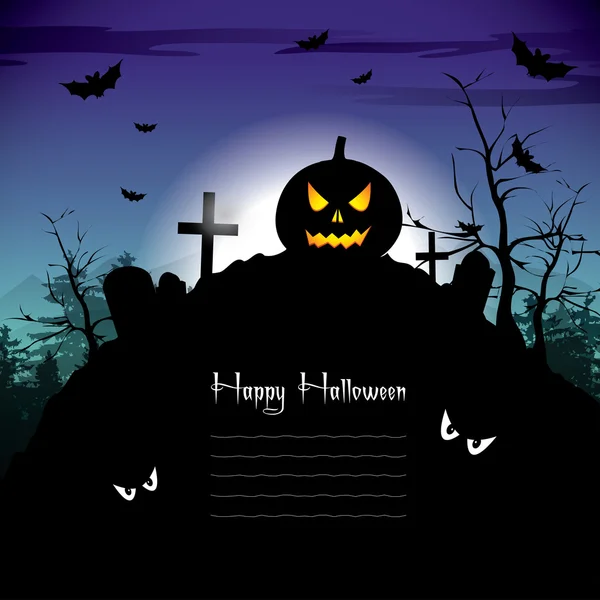 Noche de Halloween con calabazas - fondo con lugar para el texto — Vector de stock