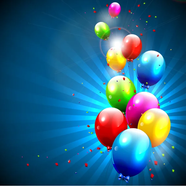 Fundo de aniversário moderno com balão colorido — Vetor de Stock