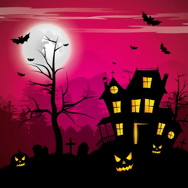Casa assustadora - fundo de Halloween —  Vetores de Stock