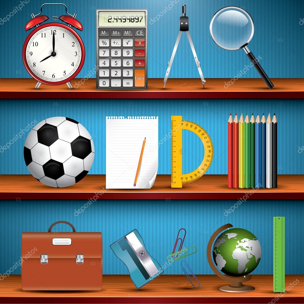 School supplies on the shelves Stock Vector Image by ©kaktus2536 26566619