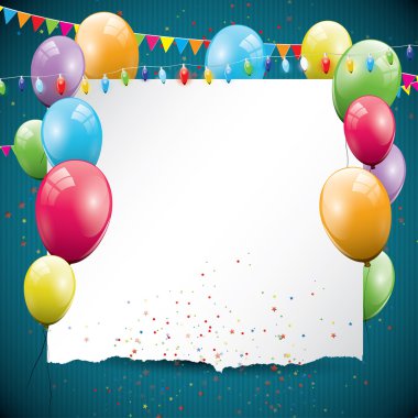 Balonlar ve metin için yer renkli birthday arka plan